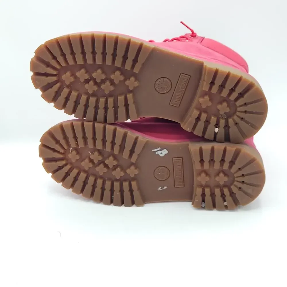 Timberland 6 inch Premium Boots Dark Pink Nubuck 50th Anniversary girls size 5.5